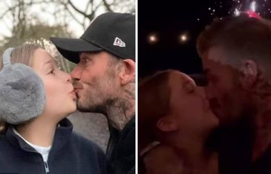 Vừa dùng từ khiếm nhã với vợ, David Beckham lại bị chỉ trích vì 'nghiện'... hôn môi con gái